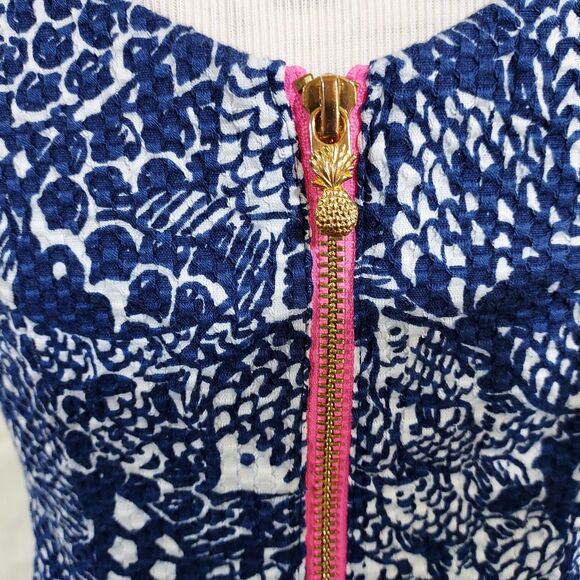 LILLY PULITZER for Target Mini Dress Size 4 Navy White Upstream Fish Print - Picture 9 of 15